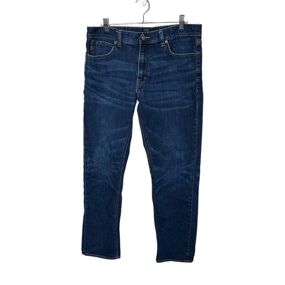 J.Crew Factory The Sutton Mens Blue Dark Wash Straight Leg Denim Jeans 33-30 - Picture 1 of 6